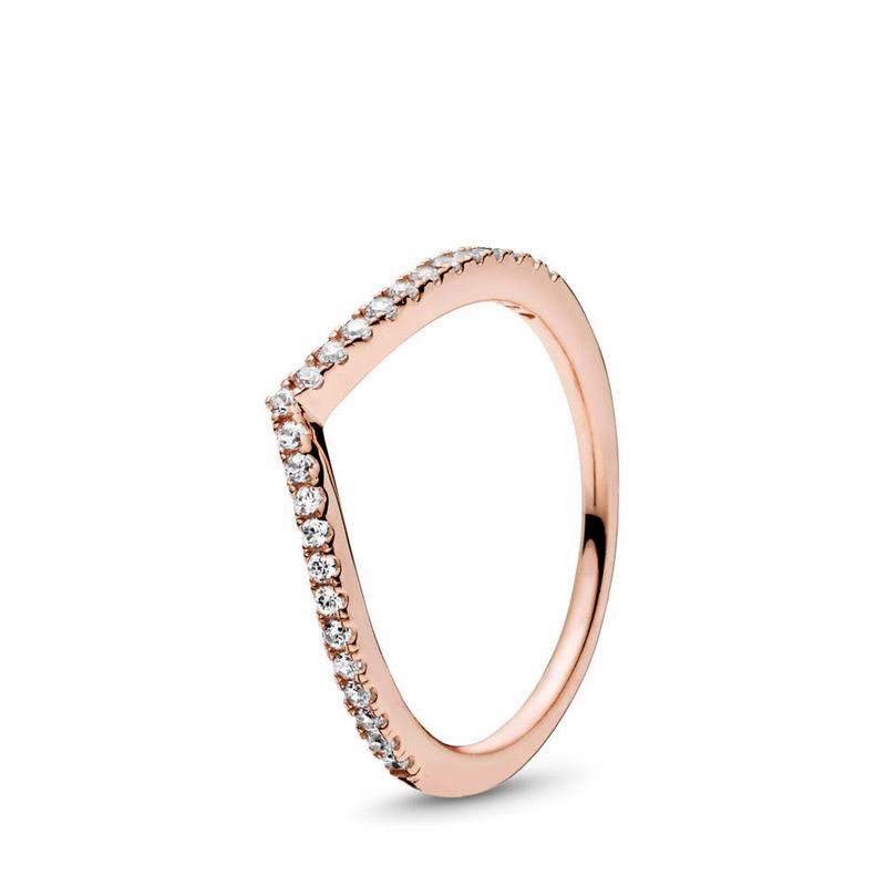 Pandora Sparkling Wishbone Stackable Ring Sale NZ, Pandora Rose™ (619584-MBE)